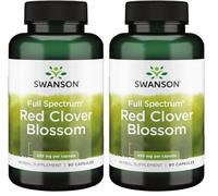 Swanson, Full Spectrum Red Clover Blossom (Fleurs de Trèfle Rouge), 90 Capsules, Hautement Dosées, Testées en Laboratoire, Sans Soja, Sans Gluten, Sans OGM (Lot de 2)