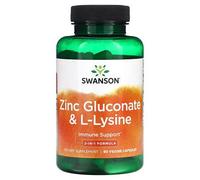 Swanson Gluconate De Zinc Et L-Lysine, 90 Capsules Végétariennes