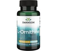 Swanson, L-Ornithine (Chlorhydrate de L-Ornithine), 500mg, 60 Capsules végétaliennes, Hautement Dosé, Testées en Laboratoire, Végétariennes, Sans Soja, Sans Gluten, Sans OGM