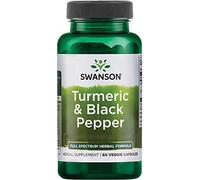 Swanson, Turmeric & Black Pepper (Curcuma & Poivre noir), 600mg, 60 Capsules végétaliennes, Sans Soja, Végétarien, Sans Gluten, Sans OGM
