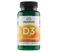 Swanson Vitamine D3 1000IU 250 Capsules OS Et Santé Immunitaire Support