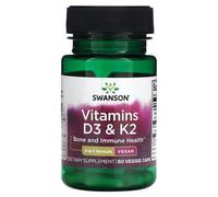 Swanson Vitamines D3 Et K2, 60 Capsules Végétariennes