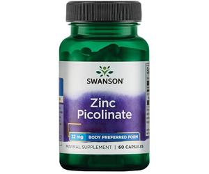 Swanson, Zinc Picolinate (Picolinate de Zinc), avec 22mg de Zinc Élémentaire, 60 Capsules, Hautement Dosé, Sans Soja, Sans Gluten, Sans OGM