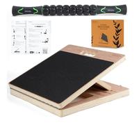 Swara Planche inclinée professionnelle portable en bois, étirement réglable, 35,6 cm de large, capacité de 181,4 kg, étirement des mollets, squats, physiothérapie, manuel d'entraînement et rouleau