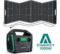 SWAREY Générateur Solaire Portable 1000W(1500W Pic) avec Panneau solaire 200W Haute Puissance Groupe Electrogène 220V