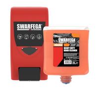 Swarfega Orange Kit - Distributeur Mural 4 L + Recharge Orange 2 L - Nettoyant Industriel Mains - Sans Solvant - Facile à installer - Réservé à un usage professionnel