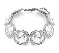 Swarovaki Collier ras du cou Una Angelic, coupe Cushion, blanc, plaqué ruthénium