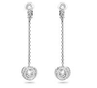 Boucles d'oreilles clip Generation, Longues, Blanches, Métal rhodié