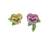 Swarovski Alice au pays des merveilles Boucles d'oreilles à tige Motif fleur asymétrique Multicolore