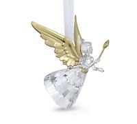 Swarovski Ange de décoration Holiday Magic, ange en cristal aux ailes dorées, suspendu à un ruban blanc