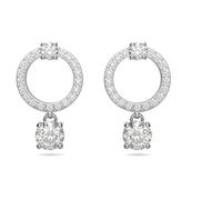 Swarovski Boucles d'oreilles Attract, anneaux d'oreilles avec cristal clair suspendu à une forme de cercle, métal rhodié, blanc