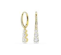 Swarovski Anneaux d'oreilles, de la collection Stilla Attract, cristaux incolores de taille ronde, sertissage griffe et pavé de petits Zirconia, avec un placage de ton or