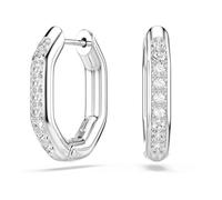 Swarovski Anneaux d'oreilles Dextera, Forme octogonale, Taille ronde, Blanches, Métal rhodié