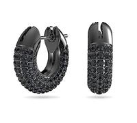 Swarovski Anneaux d'oreilles Dextera, Petites, Noires, Métal plaqué ruthénium