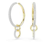 Swarovski Anneaux d'oreilles Dextera, taille ronde, blanches, placage de ton or