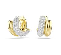 Swarovski Anneaux d'oreilles Dextera, taille ronde, mini, blanches, placage ton or