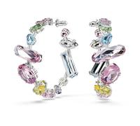 Swarovski Anneaux d'oreilles Gema, paire de boucles d'oreilles Swarovski plaquées rhodium, multicolores
