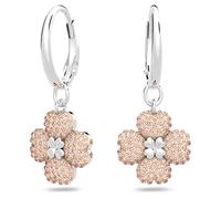 Swarovski Anneaux d'oreilles Latisha, boucles d'oreilles forme fleur, métal plaqué rhodium, blanc et rose