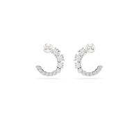 Swarovski Anneaux d'oreilles Matrix, Perle de cristal, Taille ronde, Blanches, Métal rhodié