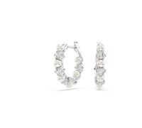 Swarovski Anneaux d'oreilles Matrix, Perle de cristal, Taille ronde, Blanches, Métal rhodié