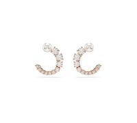 Swarovski Anneaux d'oreilles Matrix, Perle de cristal, Taille ronde, Blanches, Placage de ton or rosé