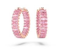 Swarovski Anneaux d'oreilles Matrix, Taille baguette, Roses, Placage de ton or rosé