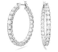 Swarovski Anneaux d'oreilles Matrix, Taille ronde, Blanches, Métal rhodié