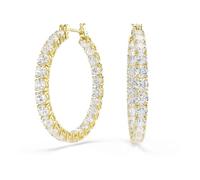 Swarovski Anneaux d'oreilles Matrix, Taille ronde, Blanches, Placage de ton or