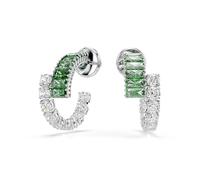 Swarovski Anneaux d'oreilles Matrix, Tailles variées, Vertes, Métal rhodié
