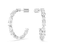 Swarovski Anneaux d'oreilles Mesmera ornés de cristaux blancs, en métal rhodié