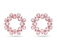 Swarovski Anneaux d'oreilles Millenia, paire de boucles d'oreilles en cercle, taille poire, métal doré rosé, rose