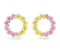 Swarovski Anneaux d'oreilles Millenia, paire de boucles d'oreilles en cercle, taille poire, métal or rosé, multicolore