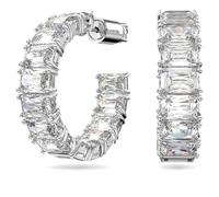 Swarovski Anneaux d'oreilles Millenia, Taille octogonale, Blanches, Métal rhodié
