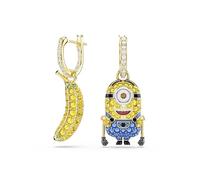 Swarovski Anneaux d'oreilles Minions Stuart and Banana, Pavé, Mini, Multicolores, Placage de ton or