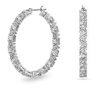 Swarovski Anneaux d'oreilles Ortyx, boucles d'oreilles cristaux taille triangle, petites, métal rhodié, blanc