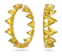 Swarovski Anneaux d'oreilles Ortyx, boucles d'oreilles cristaux taille triangle, placage de ton or, jaune