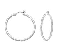 Swarovski Anneaux d'oreilles Sommerset, Blanches, Métal rhodié