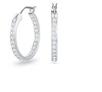 Swarovski Boucles d'oreilles créoles Sommerset, blanc, plaqué rhodium, taille unique, Argent, Cristaux