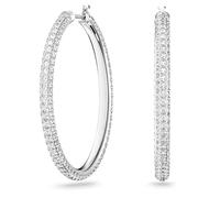Swarovski Anneaux d'oreilles Stone, boucles d'oreilles en métal rhodié, blanc
