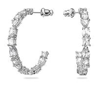 Swarovski Anneaux d'oreilles Tennis Deluxe, boucles d'oreilles en métal rhodié, tailles variées, blanc