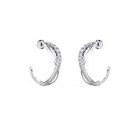 Swarovski Anneaux d'oreilles Twist, boucles d'oreilles en métal rhodié, blanc