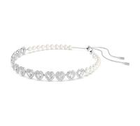 Swarovski Choker Tennis Ariana Grande x, Tailles diverses, Crystal pearl, Cœur, Blanc, Métal rhodié