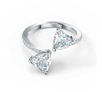 Bague ouverte Mesmera, Taille cœur, Pavé, Blanche, Métal rhodié 50