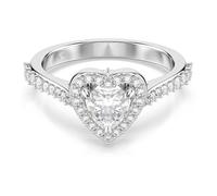 Swarovski Bague avec motif Una Angelic, Tailles variées, Cœur, Blanche, Métal rhodié