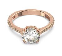Swarovski Bague cocktail Constella – Taille ronde, pavé blanc, placage ton or rosé