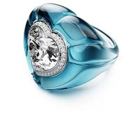 Swarovski Bague cocktail Dulcis, coupe coeur, pavé, coeur, bleu