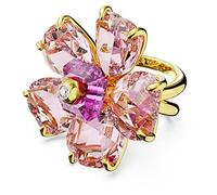 Swarovski Bague cocktail Idyllia, Fleur, Rose, Placage de ton or