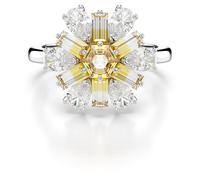 Swarovski Bague cocktail Idyllia, Tailles variées, Fleur, Jaune, Métal rhodié