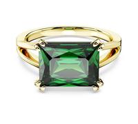 Swarovski Bague cocktail Matrix, Taille rectangulaire, Verte, Placage de ton or
