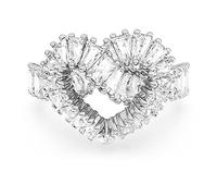 Swarovski Bague cocktail Matrix, cœur, cristaux blancs, plaqué rhodium